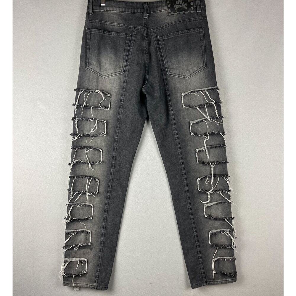 Vintage Rebel Vengeance Distressed Jean Mens 32x32 Black Rock Goth Grunge READ - Picture 8 of 16